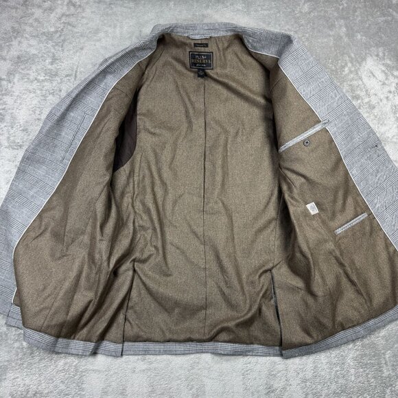 Jos A Bank Reserve Mens Plaid Sport Coat Tailored Fit Suit Blazer Gray Stretch - Picture 2 of 12